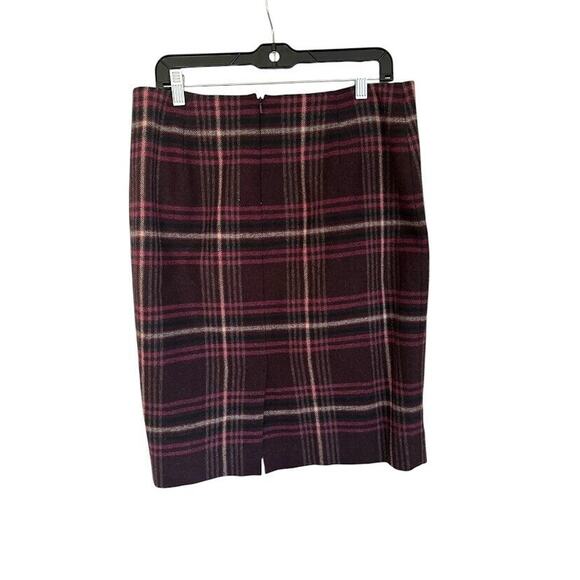 Talbots Mini Pencil Skirt Women Size 10 Purple Plaid Wool Academia Preppy Career - Picture 2 of 5